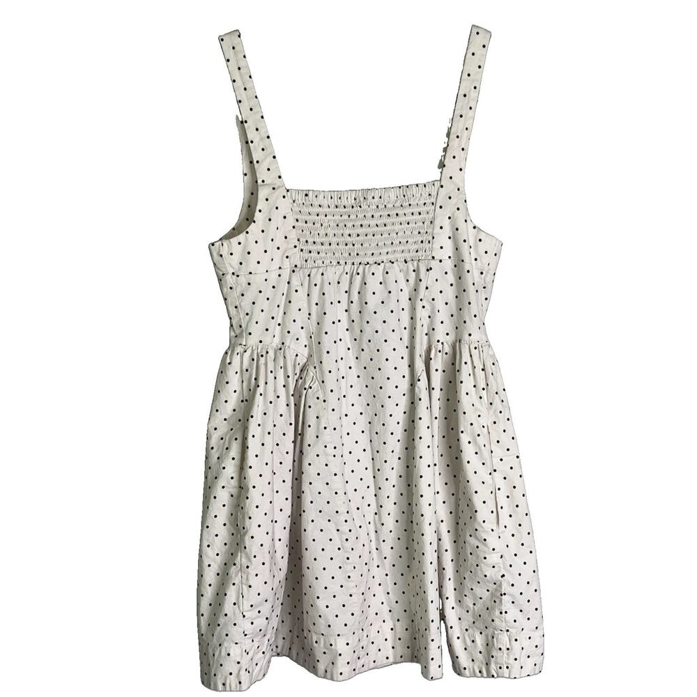 Free People Astrid Mini Dress S Polka Dot Pockets Cotton Stretch Ivory Combo - Picture 5 of 15